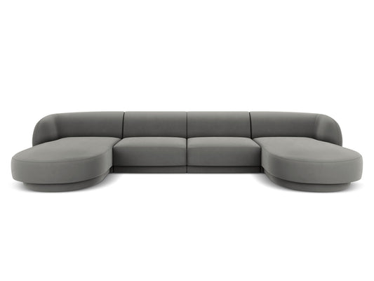 Miley — Panoramic Sofa Light Grey (Bluvel 13) Black Plastic