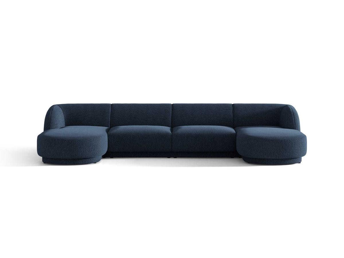 Miley — Panoramic Sofa Dark Blue (Baloo 2088) Black Plastic