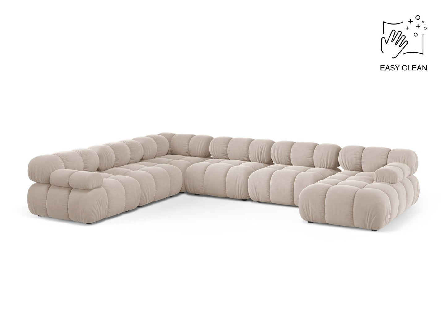 Bellis — Panoramic Sofa Light Beige (Venus 2927) Black Plastic Left