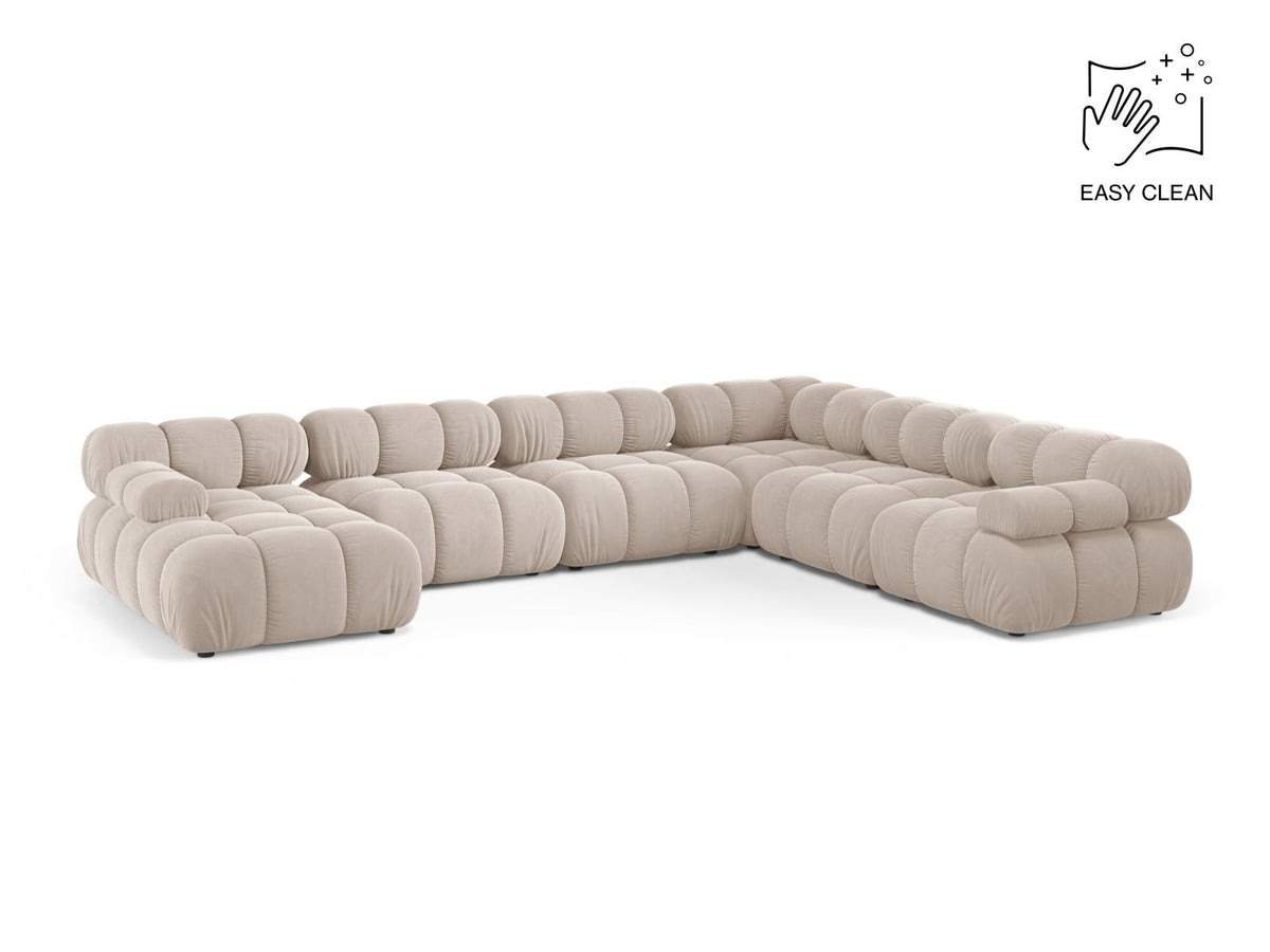 Bellis — Panoramic Sofa Light Beige (Venus 2927) Black Plastic Right