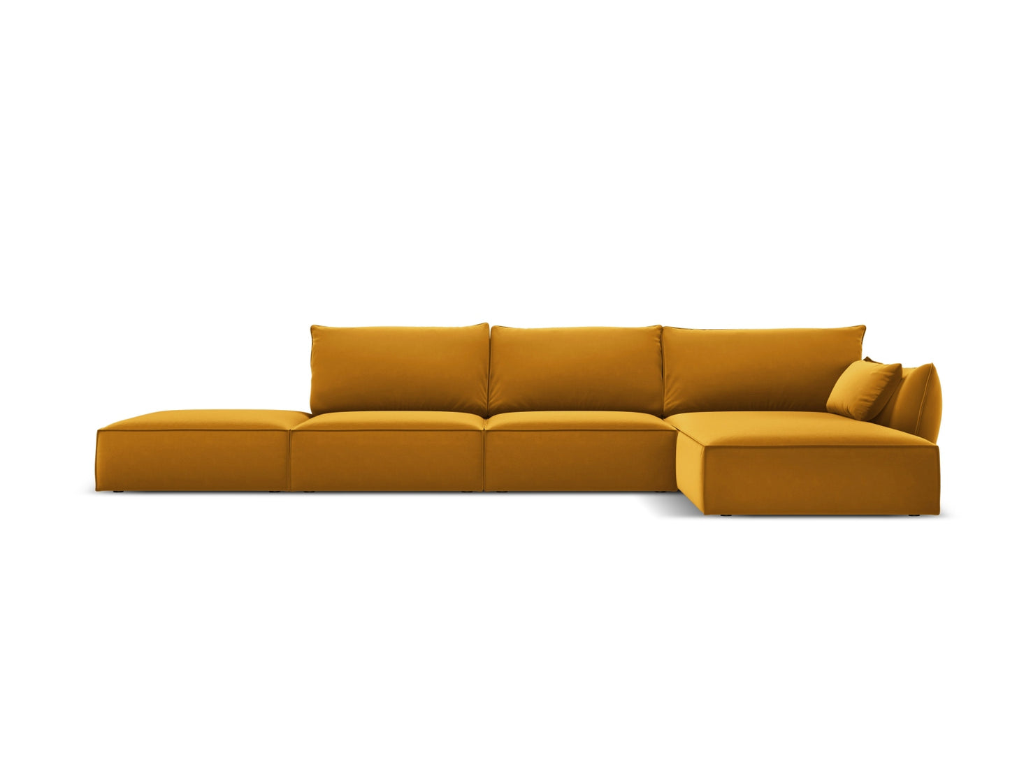 Kaelle — Corner Sofa Yellow (Bluvel 68) Black Plastic Right