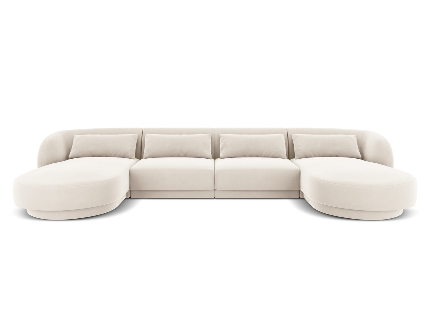 Tulum — Panoramic Sofa Light Beige (Bluvel 22) Black Plastic