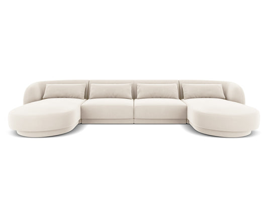 Tulum — Panoramic Sofa Light Beige (Bluvel 22) Black Plastic