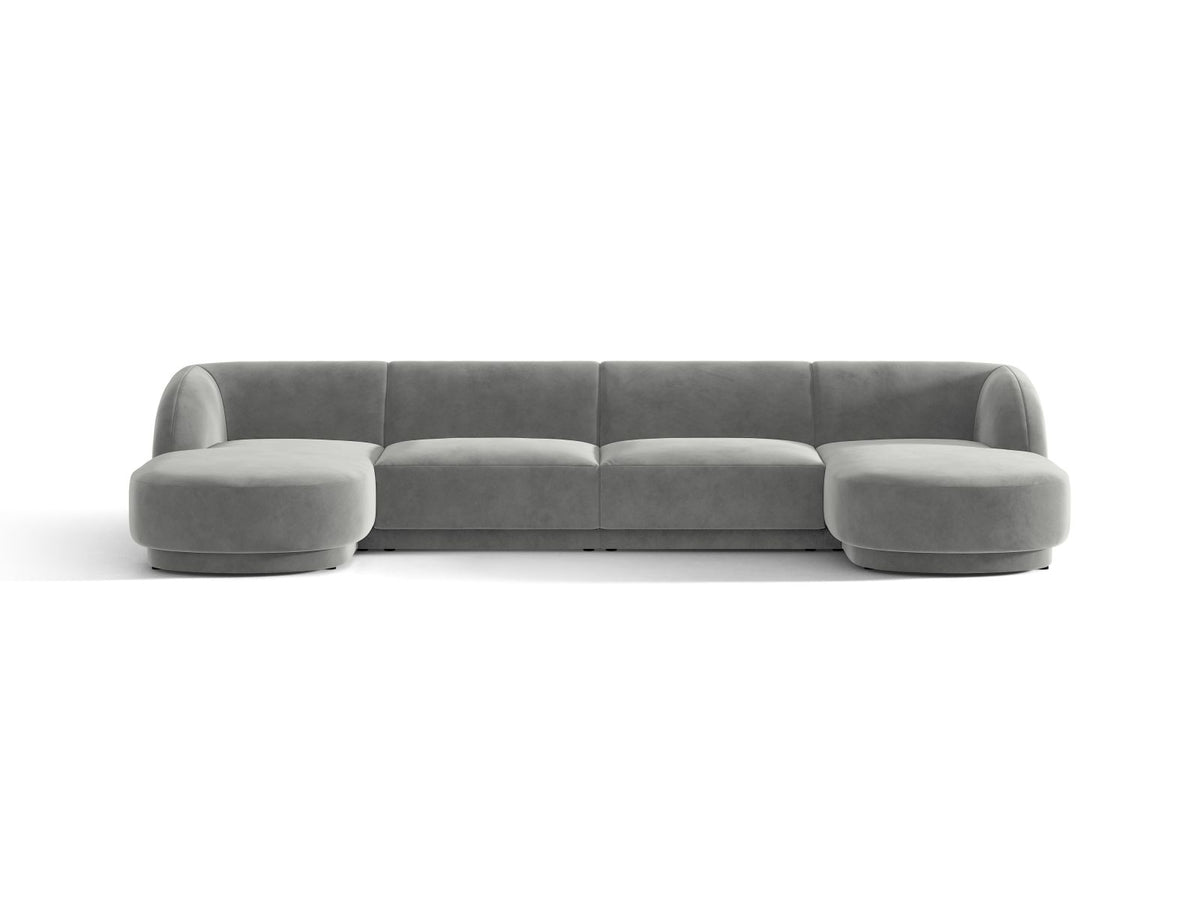 Miley — Panoramic Sofa Light Grey (Venus 2929) Black Plastic