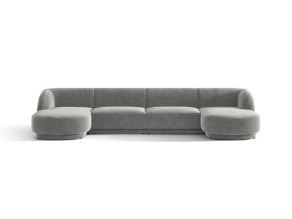 Miley — Panoramic Sofa Light Grey (Venus 2929) Black Plastic