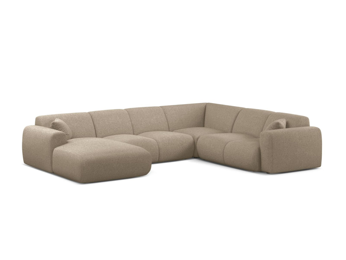 Molino — Panoramic Sofa Dark Beige (Eden 4 Beige) Black Plastic Right