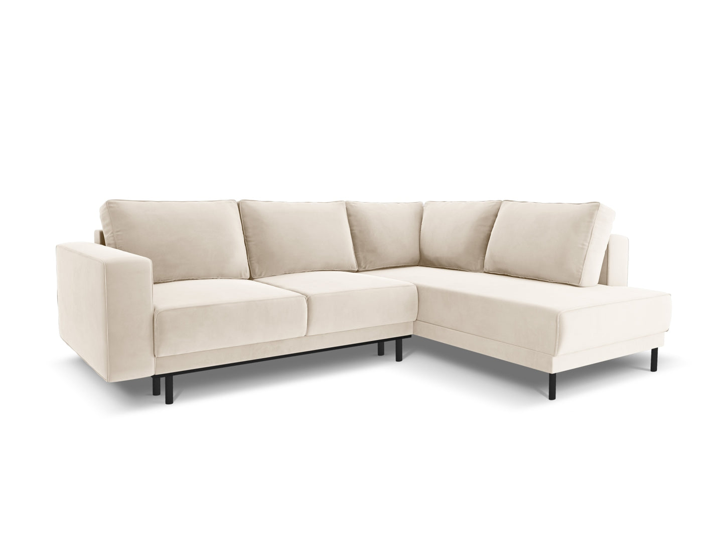 Caro — Corner Sofa Light Beige (Bluvel 22) Black Beech Wood Right