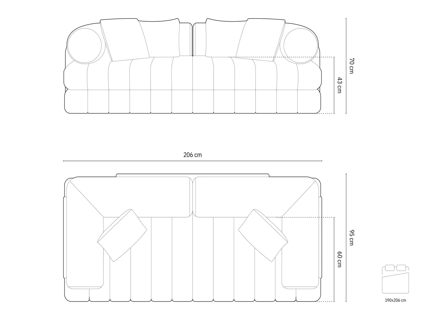 Kemi — Sofa (206x95x70 cm)