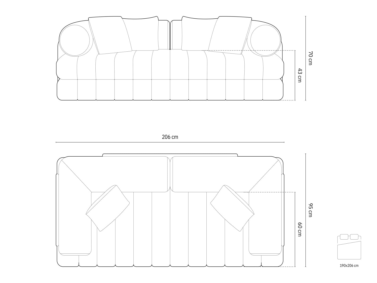 Kemi — Sofa (206x95x70 cm)
