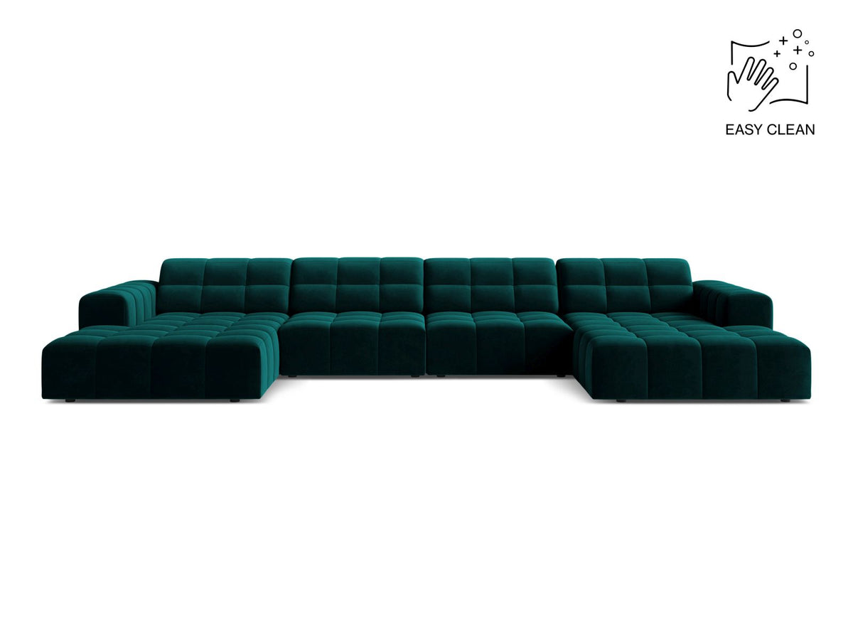 Jennifer — Panoramic Sofa Deep Petrol (Venus 2911) Black Plastic