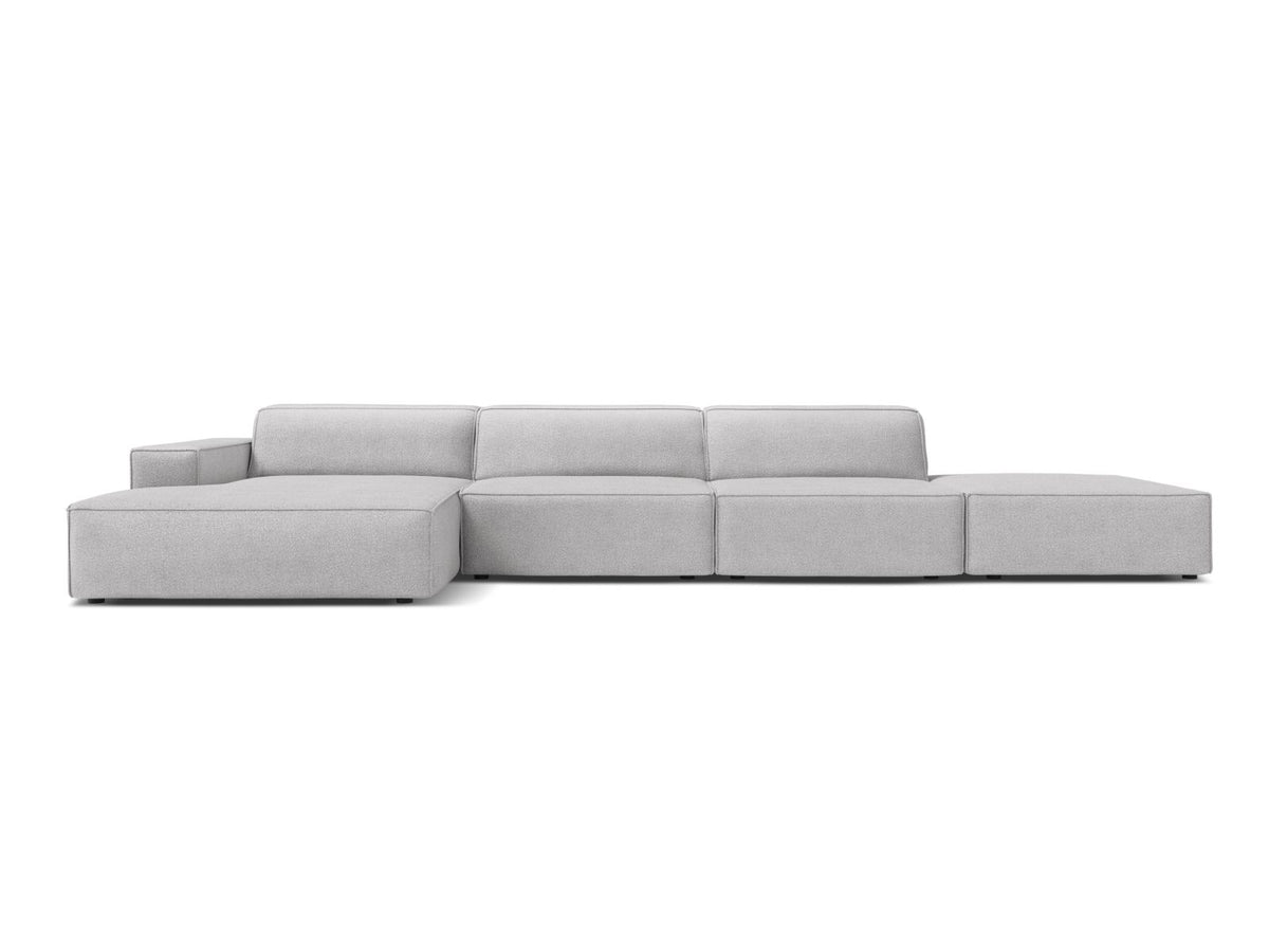 Jodie — Corner Sofa Light Grey (Baloo 2085) Black Plastic Left