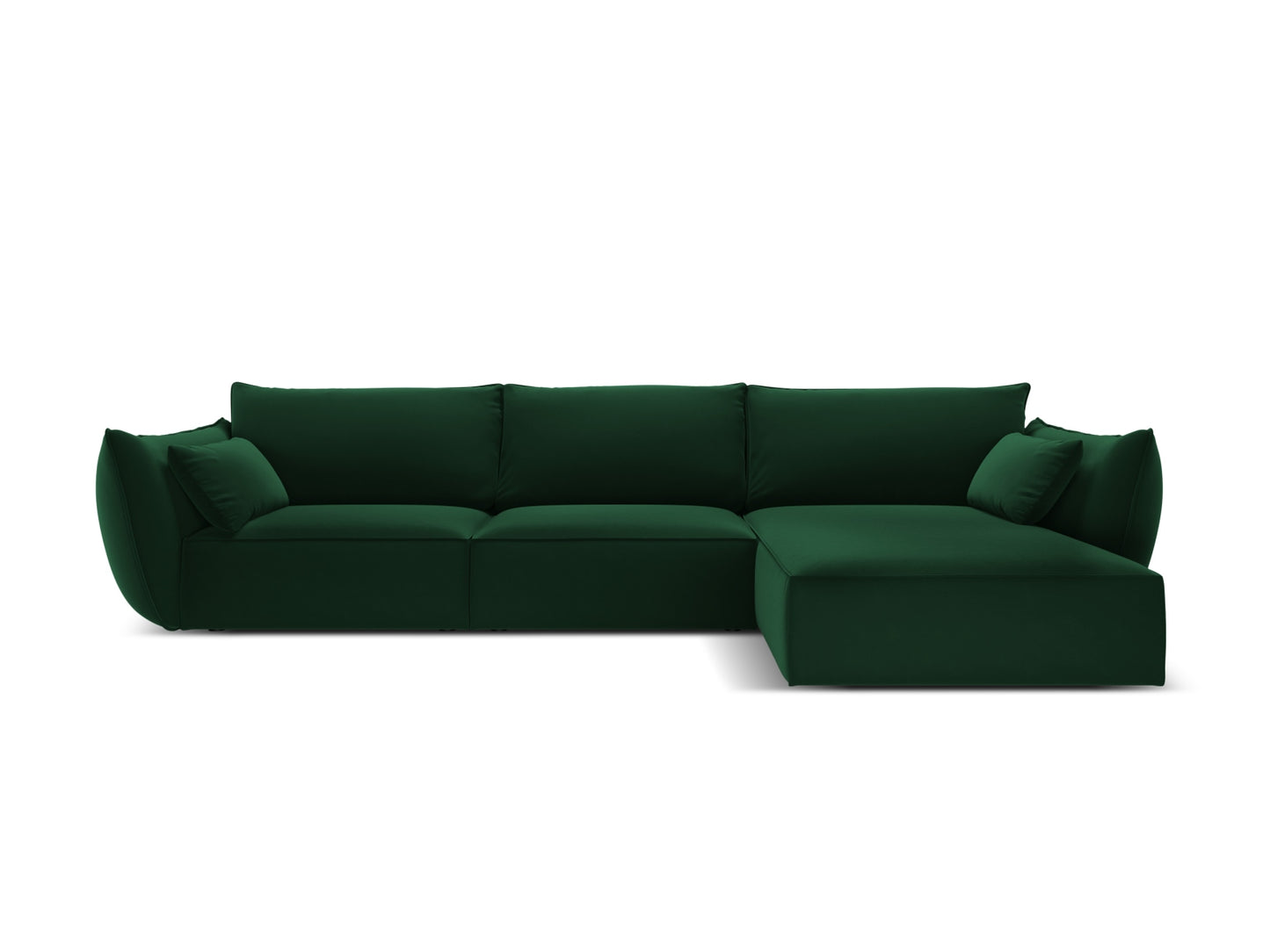 Kaelle — Corner Sofa Bottle Green (Bluvel 78) Black Plastic Right