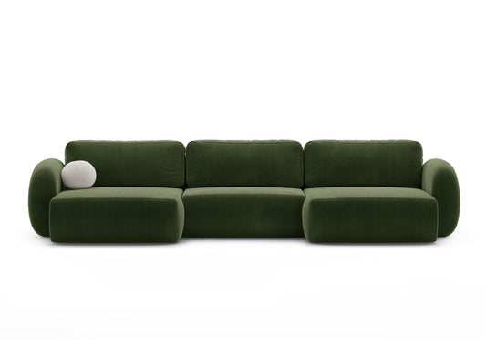 Tonale — Panoramic Sofa Army Green (Magic Velvet 2295) Black Plastic Right