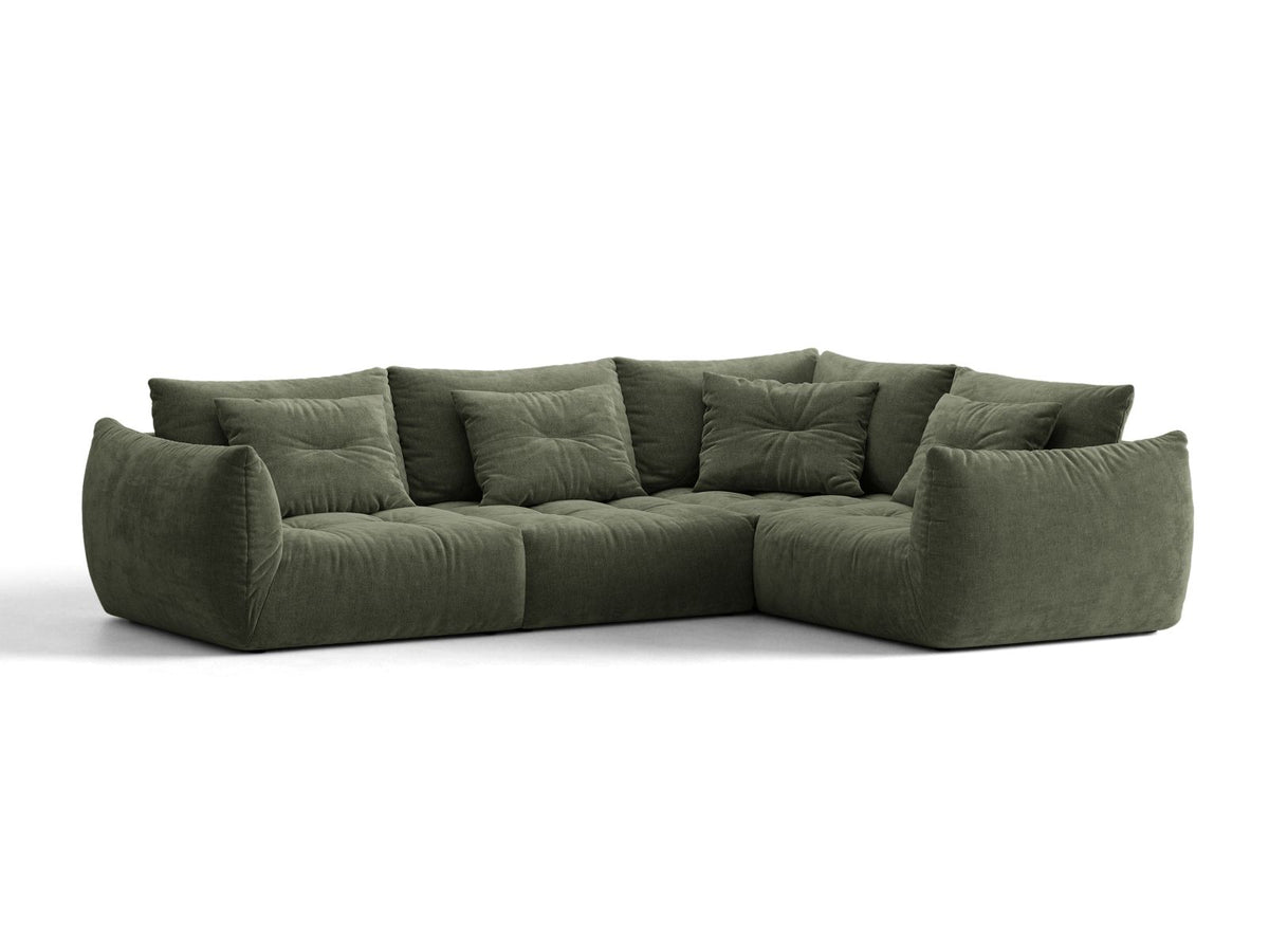 Bloom — Corner Sofa Moss Green (Wind 75) Black Plastic Right