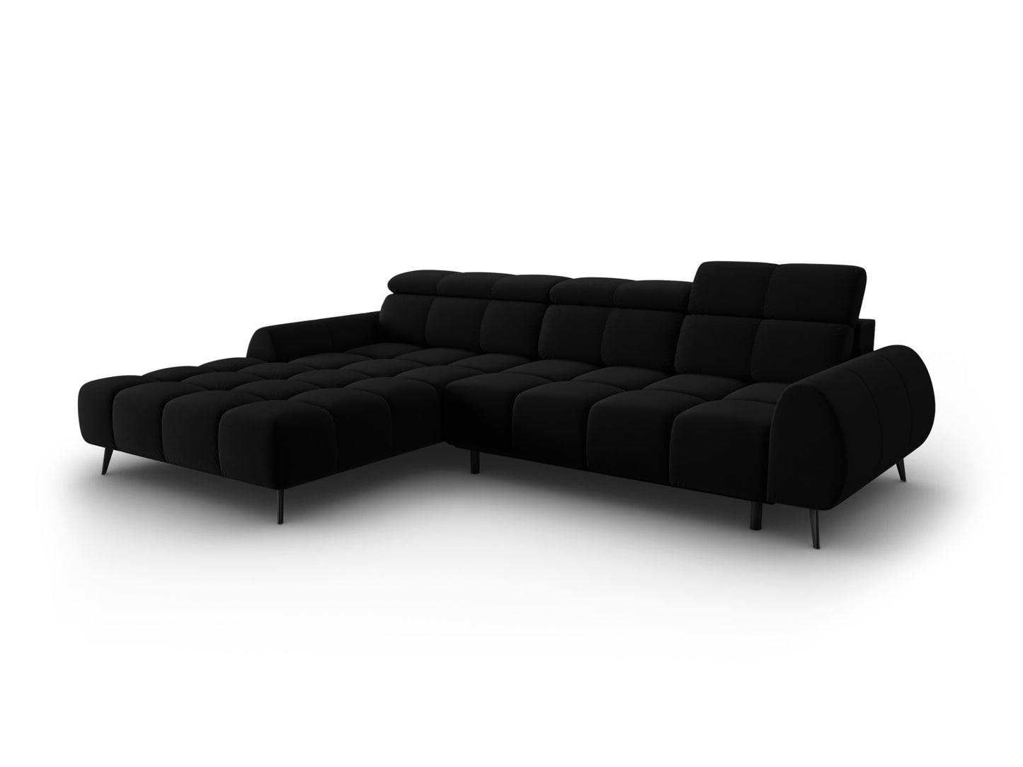 Alyse — Corner Sofa Black (Bluvel 19) Black Metal Left
