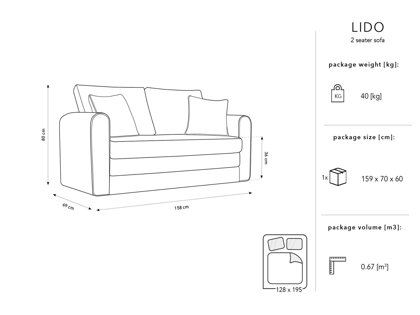Lido — Sofa (158,0 x 69,0 x 80,0 cm)