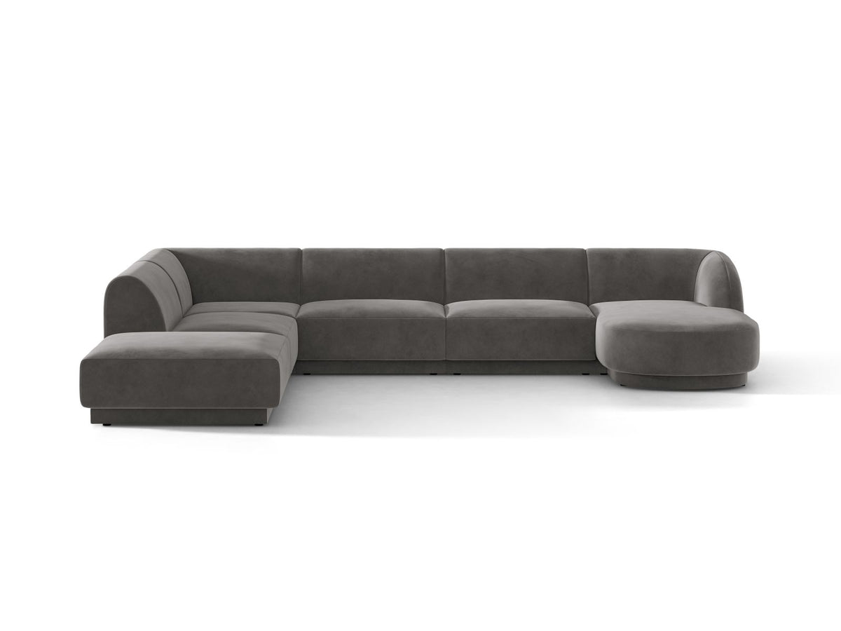 Miley — Panoramic Sofa Grey (Venus 2930) Black Plastic Left