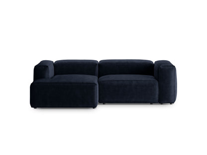 Bergamo — Corner Sofa Navy Blue (Perla 40) Black Plastic Left