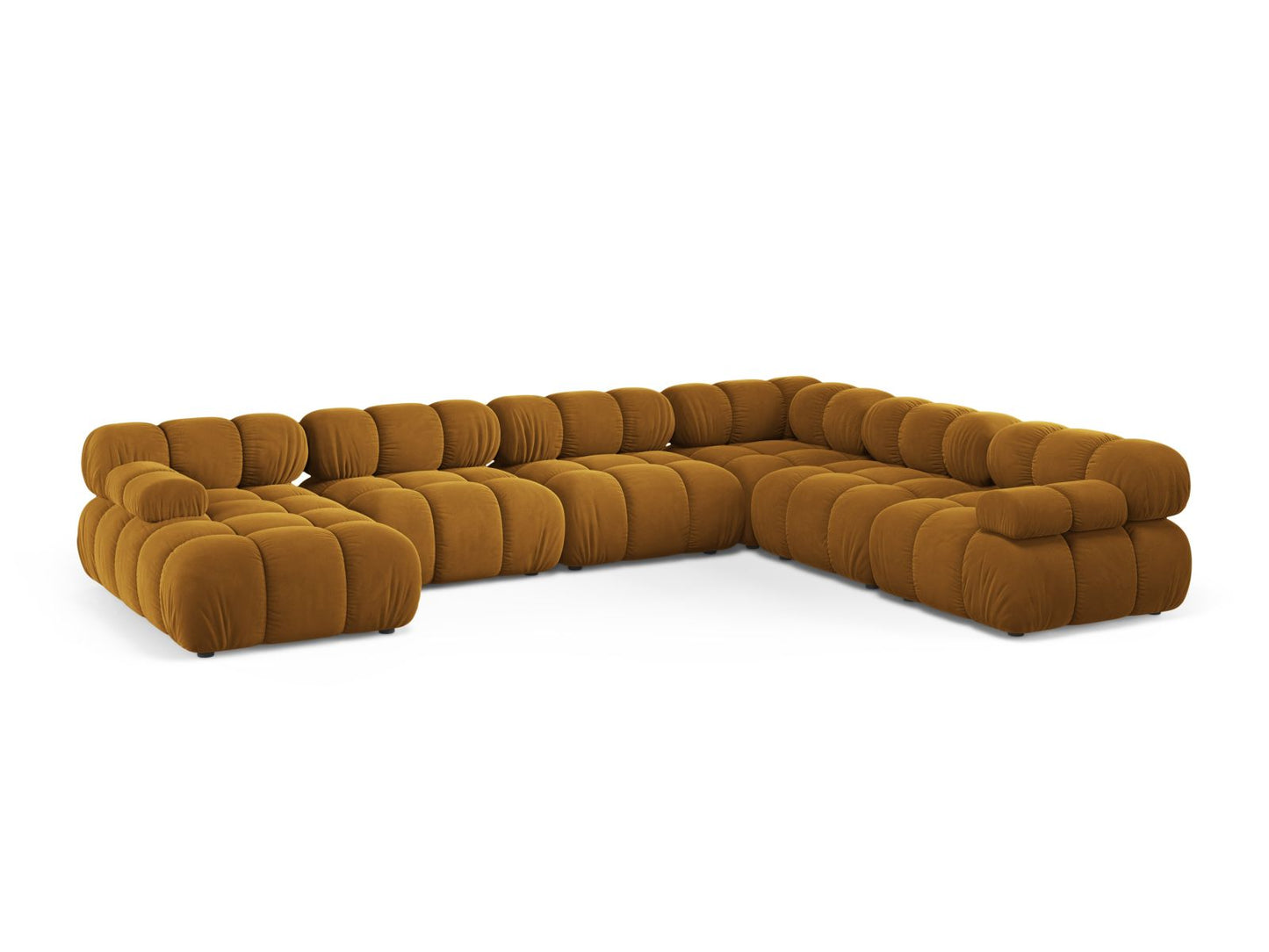 Bellis — Panoramic Sofa Yellow (Bluvel 68) Black Plastic Right