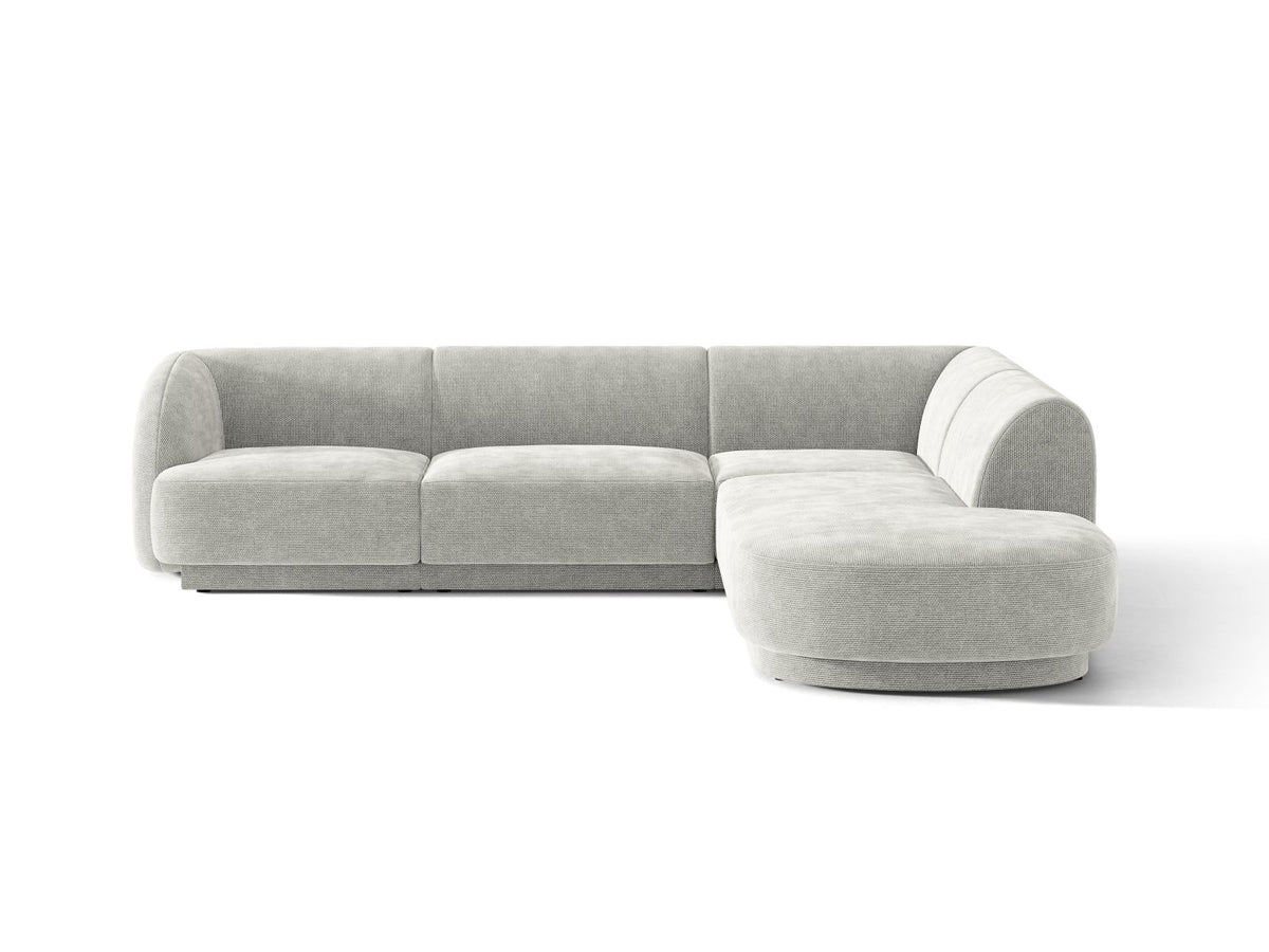 Miley — Corner Sofa Silver (Eden 17 Silver) Black Plastic Right