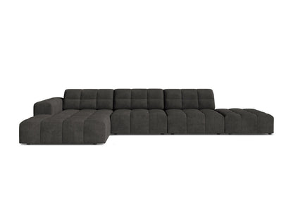 Jennifer — Corner Sofa Dark Grey (Eden 20 Graphite) Black Plastic Left