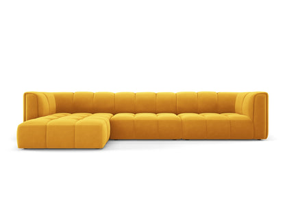 Moritz — Corner Sofa Yellow (Bluvel 68) Black Plastic Left