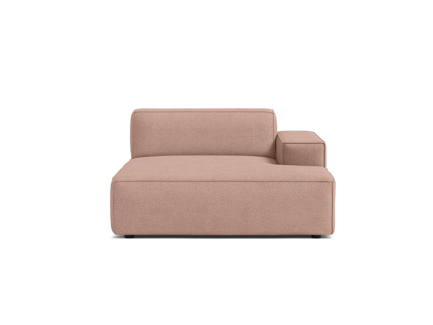 Jodie — Chaise Longue Powder Pink (Baloo 2072) Black Plastic Right