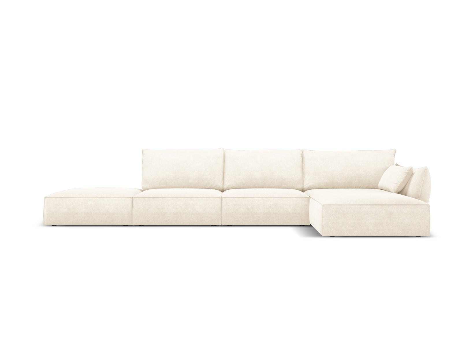 Kaelle — Corner Sofa Light Beige (Over The Horizon 03) Black Plastic Right