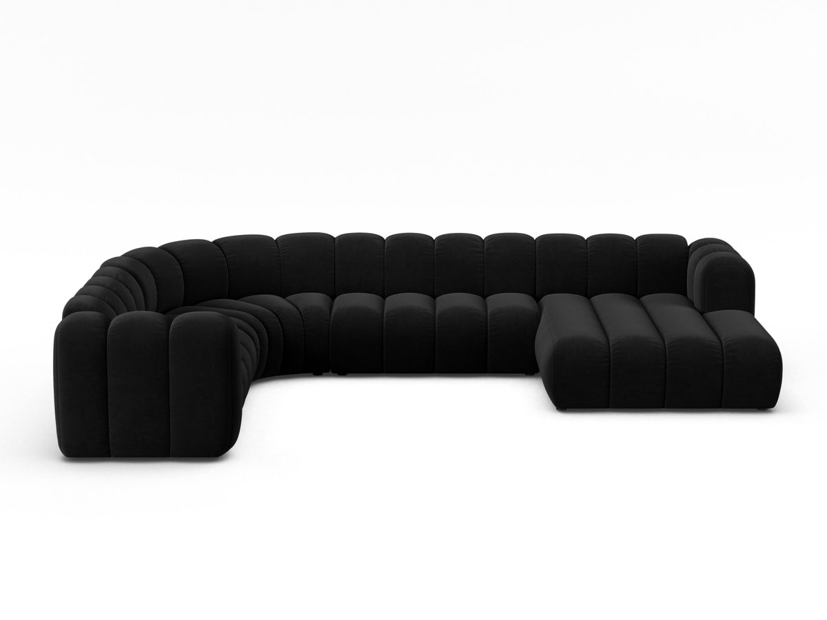 Lupine — Panoramic Sofa Black (Salvador 19) Black Plastic Left