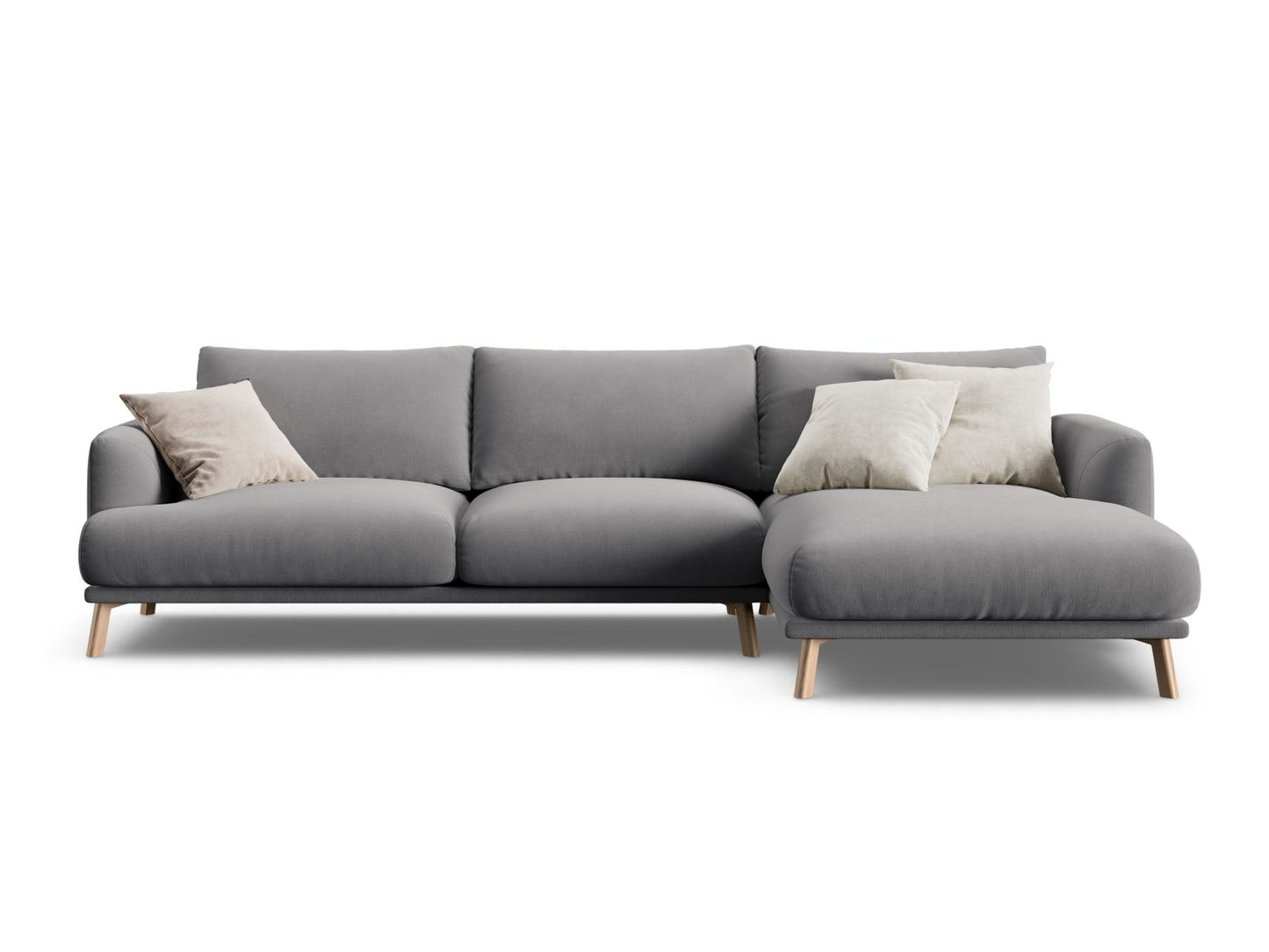 Naomi — Corner Sofa Grey (Salvador 17) Wood Right
