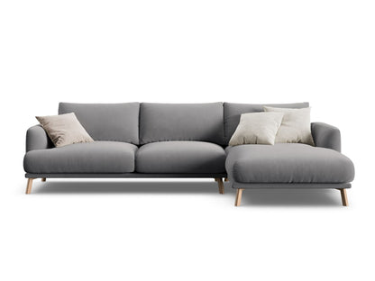 Naomi — Corner Sofa Grey (Salvador 17) Wood Right