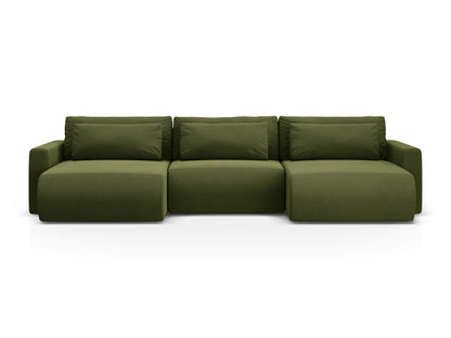 Belfast — Panoramic Sofa Army Green (Magic Velvet 2295) Black Plastic