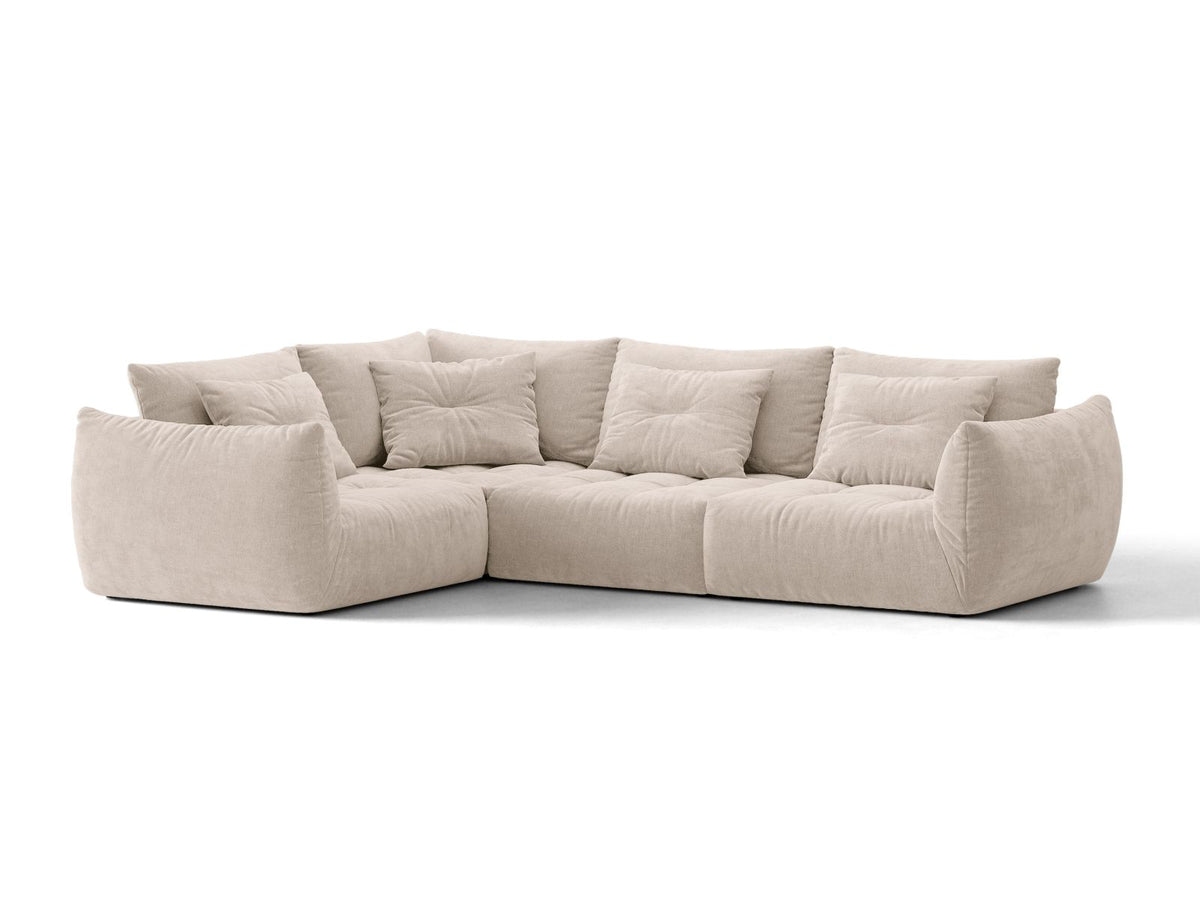 Bloom — Corner Sofa Light Beige (Wind 05) Black Plastic Left