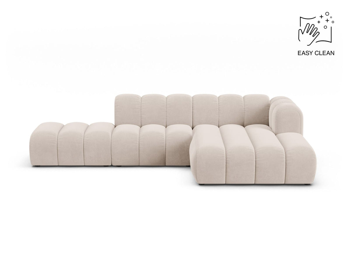 Lupine — Corner Sofa Light Beige (Venus 2927) Black Plastic Right