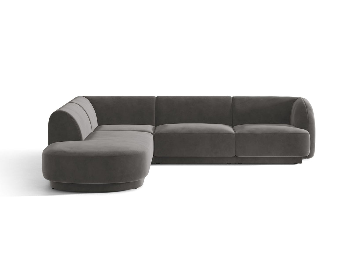 Miley — Corner Sofa Grey (Venus 2930) Black Plastic Left