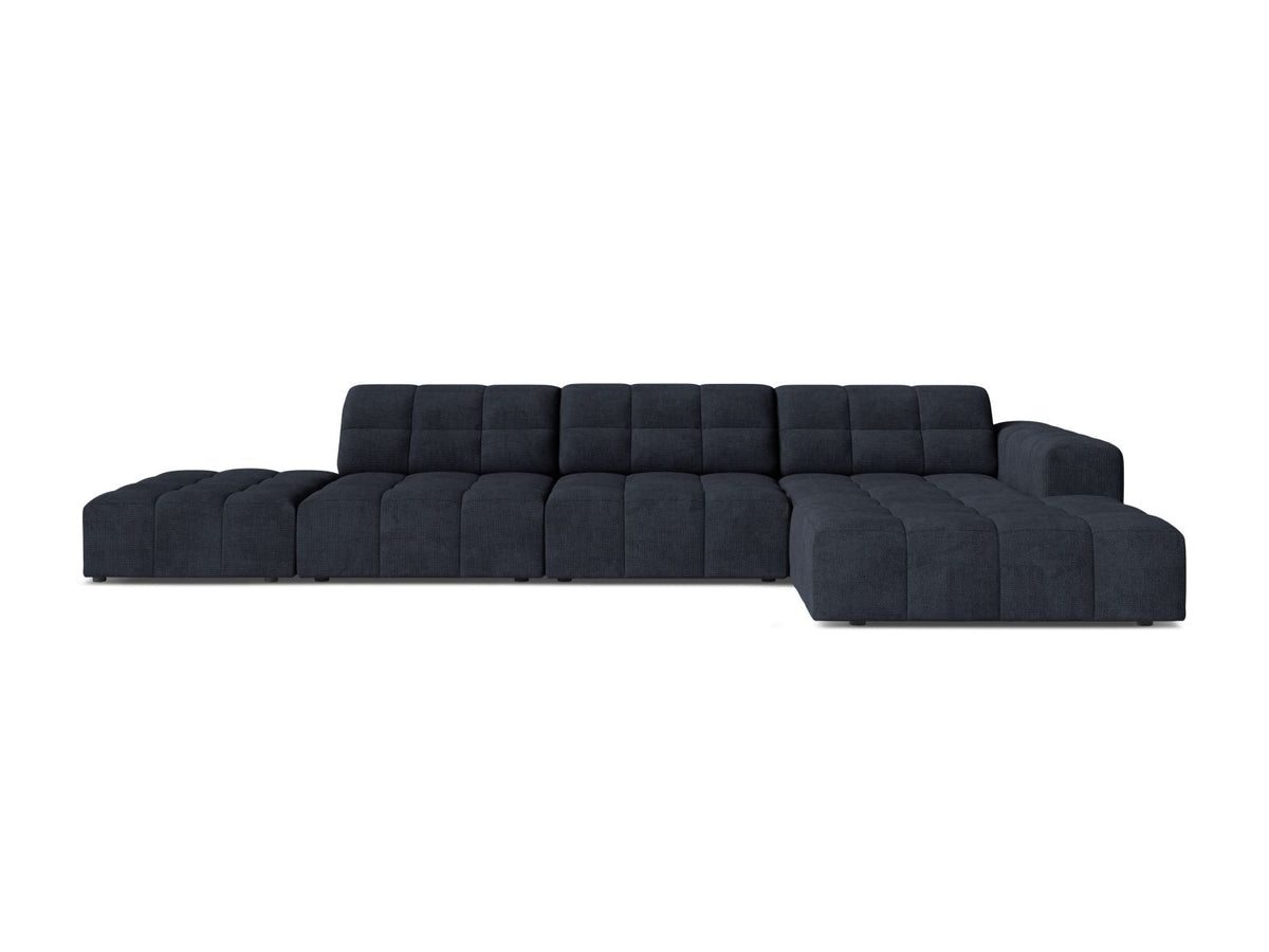 Jennifer — Corner Sofa Navy Blue (Eden 16 Deep Blue) Black Plastic Right