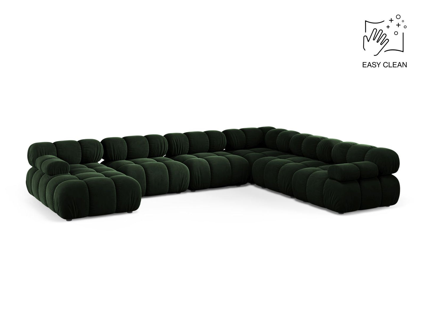 Bellis — Panoramic Sofa Bottle Green (Venus 2940) Black Plastic Right