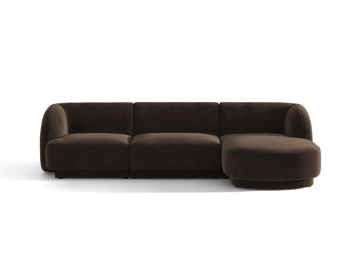 Miley — Corner Sofa Dark Brown (Bluvel 48) Black Plastic Right