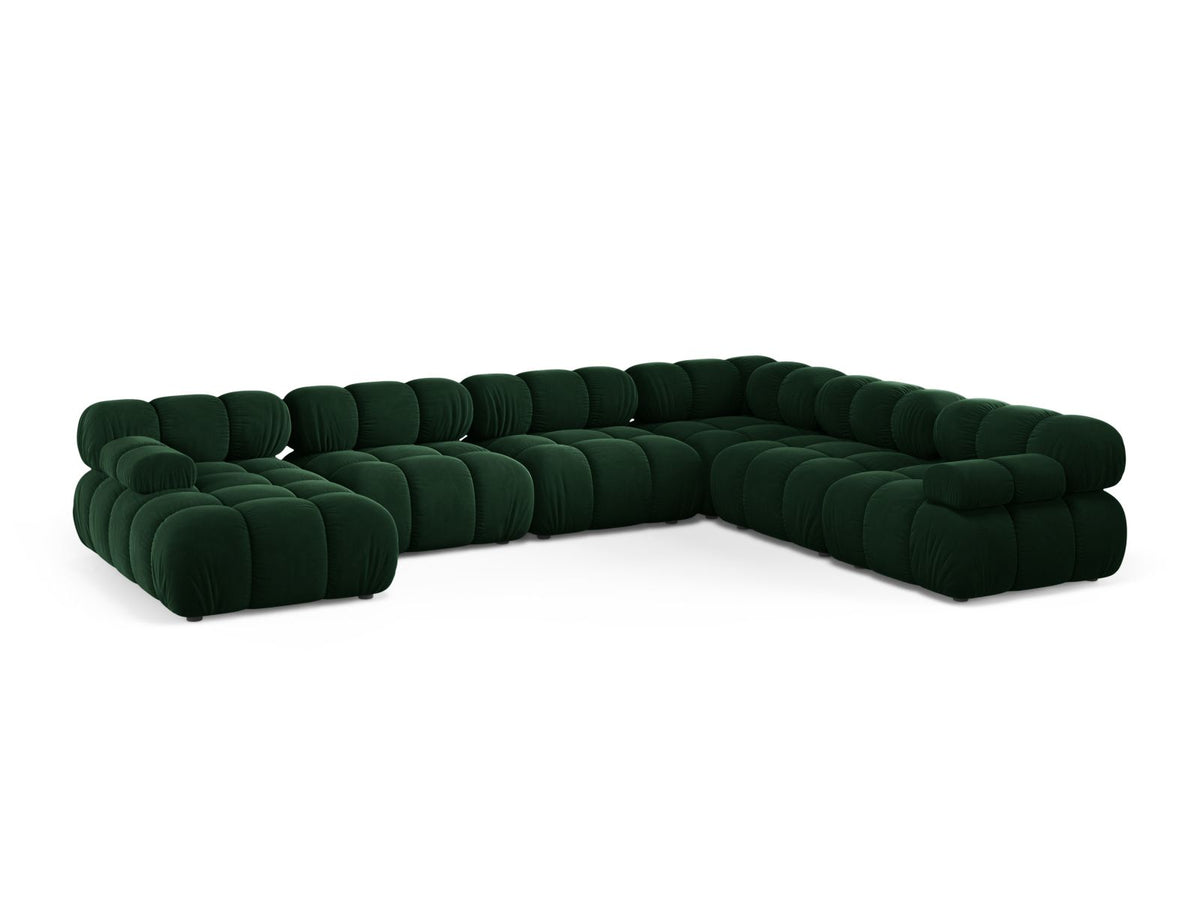 Bellis — Panoramic Sofa Bottle Green (Bluvel 78) Black Plastic Right