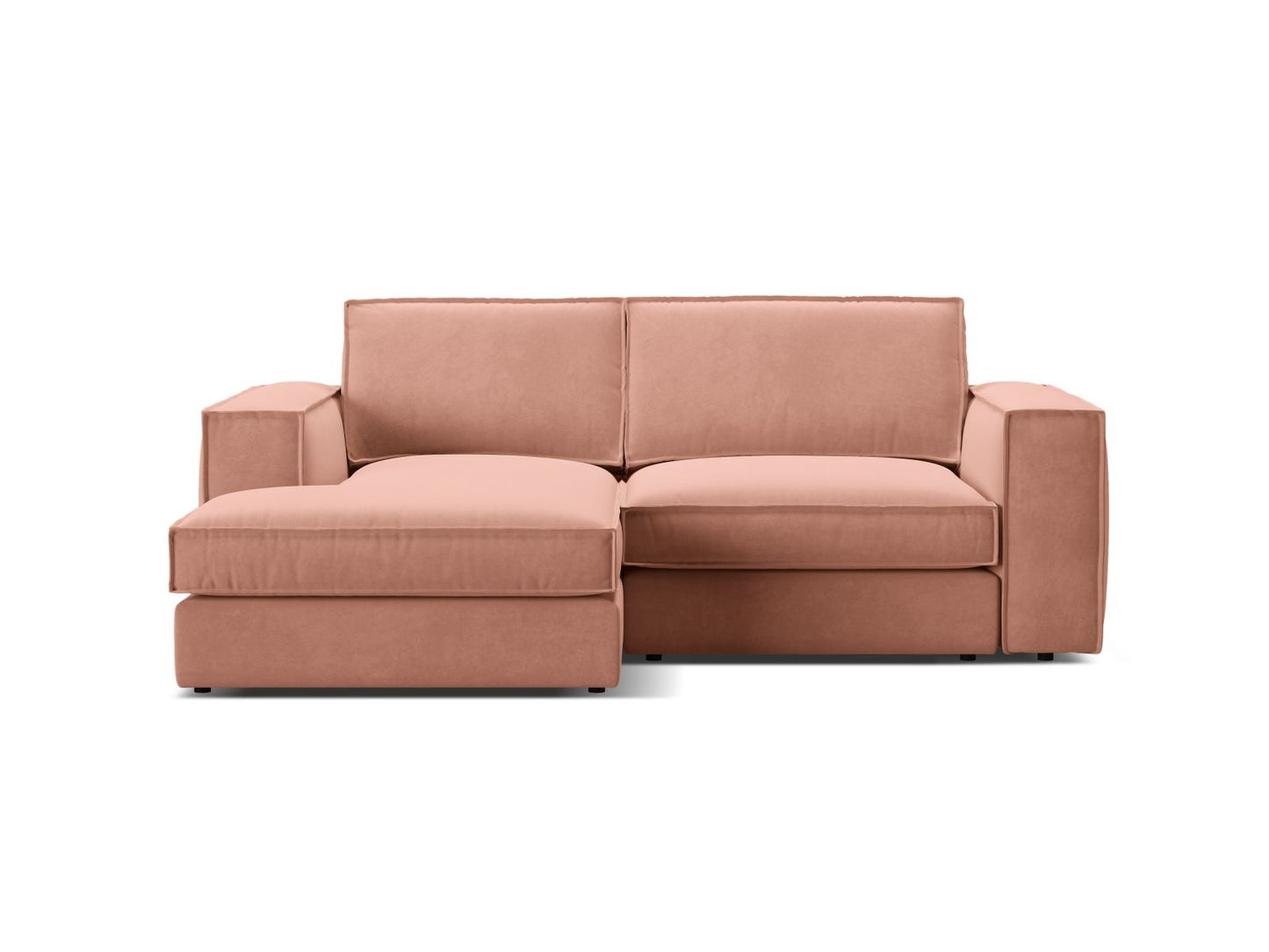 Pola — Corner Sofa Pink (Salvador 11) Black Plastic Left