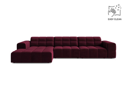Jennifer — Corner Sofa Burgundy (Venus 2932) Black Plastic Left
