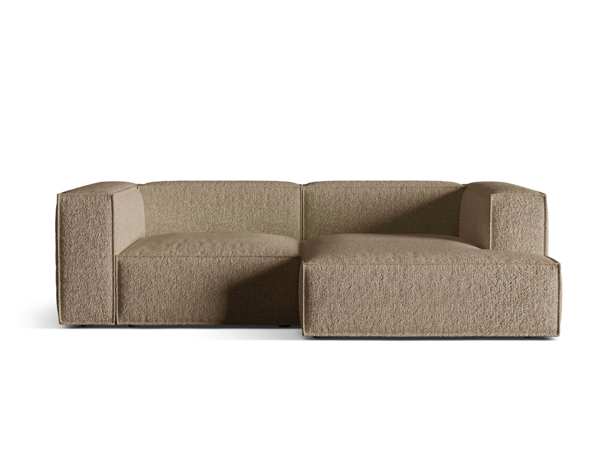Nuria — Corner Sofa Cappuccino (Monet Cappucino) Black Plastic Right