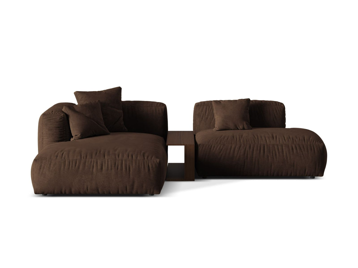 Martina — Corner Sofa Chocolate (Vogue 6) Black Plastic Left