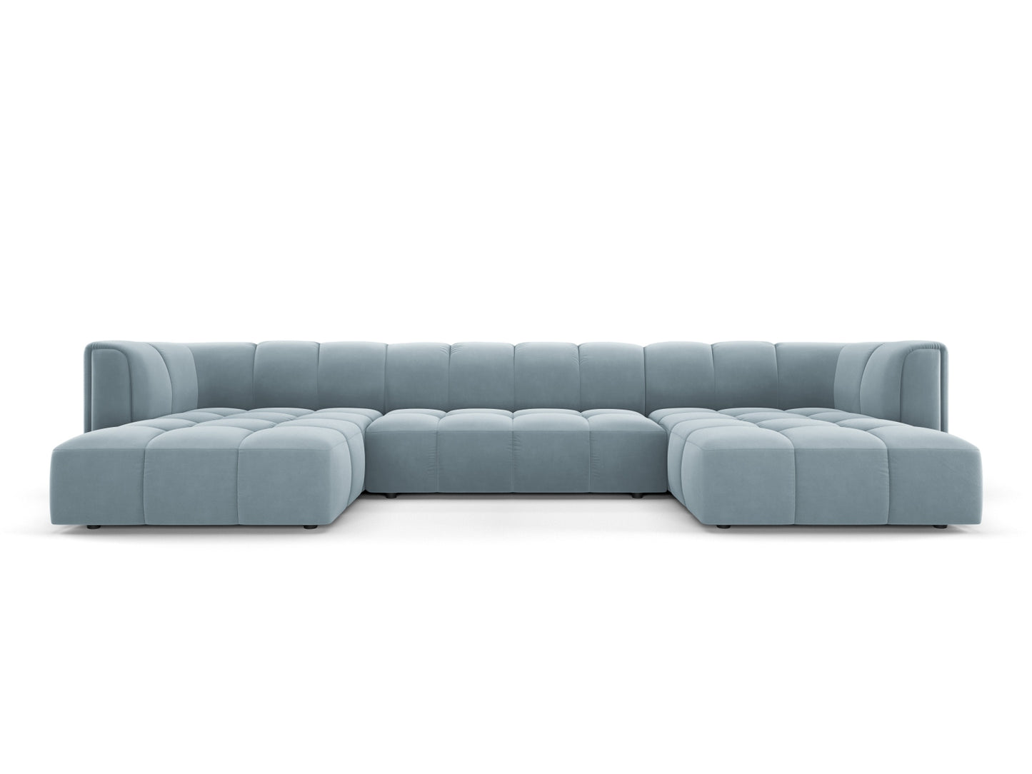 Moritz — Panoramic Sofa Light Blue (Bluvel 06) Black Plastic