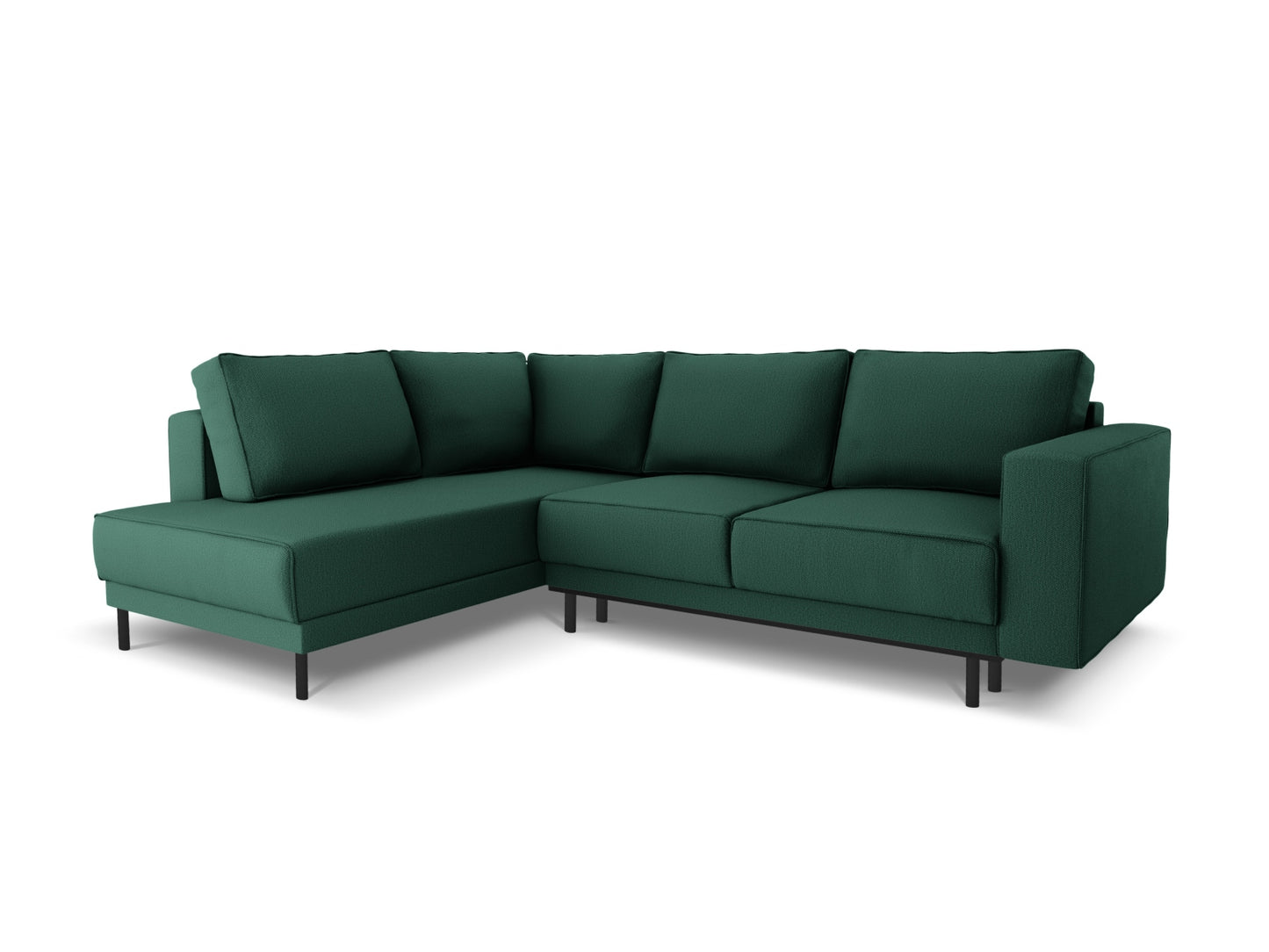 Caro — Corner Sofa Green (Megan 359) Black Beech Wood Left