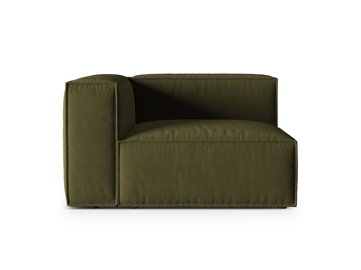 Nuria — Modular Sofa Moss Green Melange (Paris Forest) Black Plastic Left