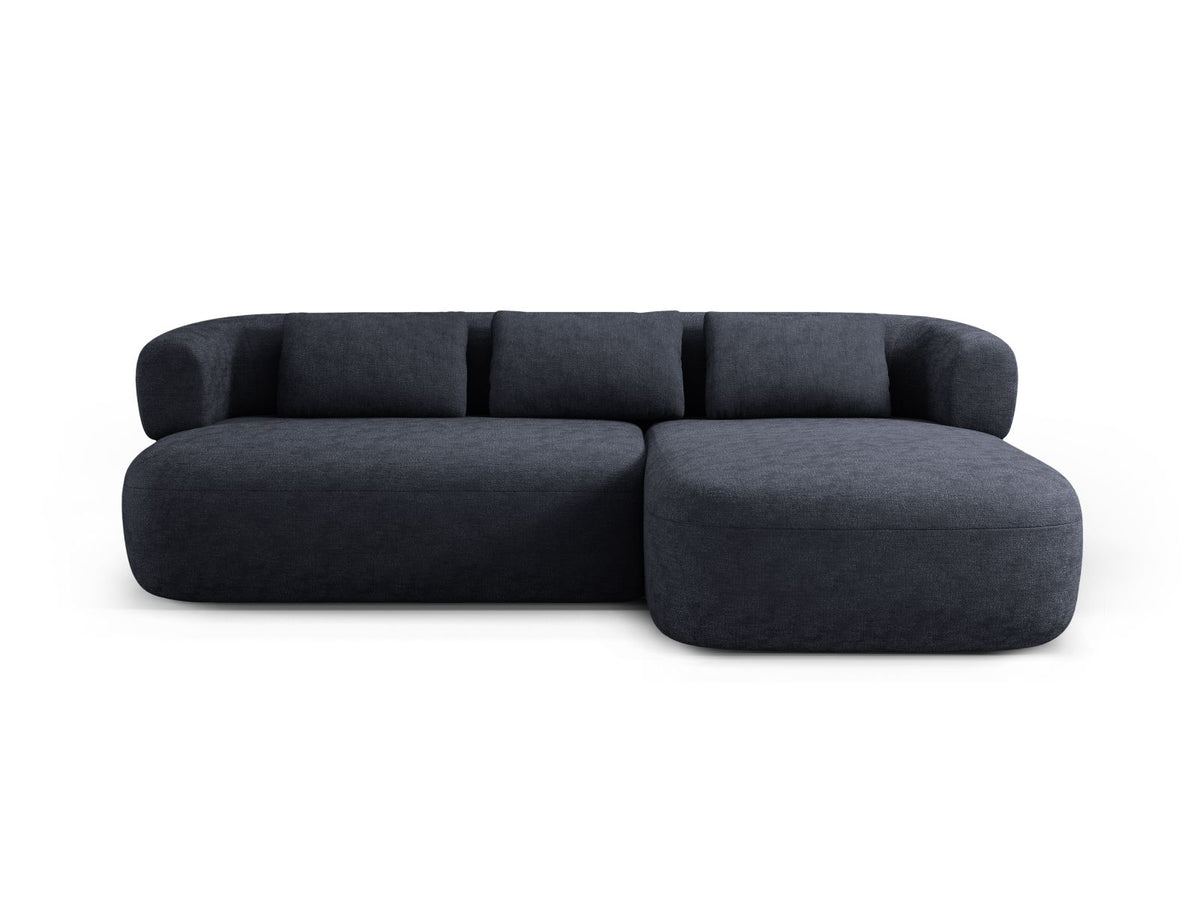 Jenny — Corner Sofa Dark Blue (Perfect Harmony 77) Black Plastic Right