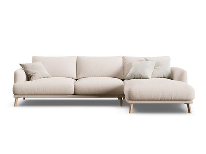 Naomi — Corner Sofa Beige (Liberty 2) Wood Right