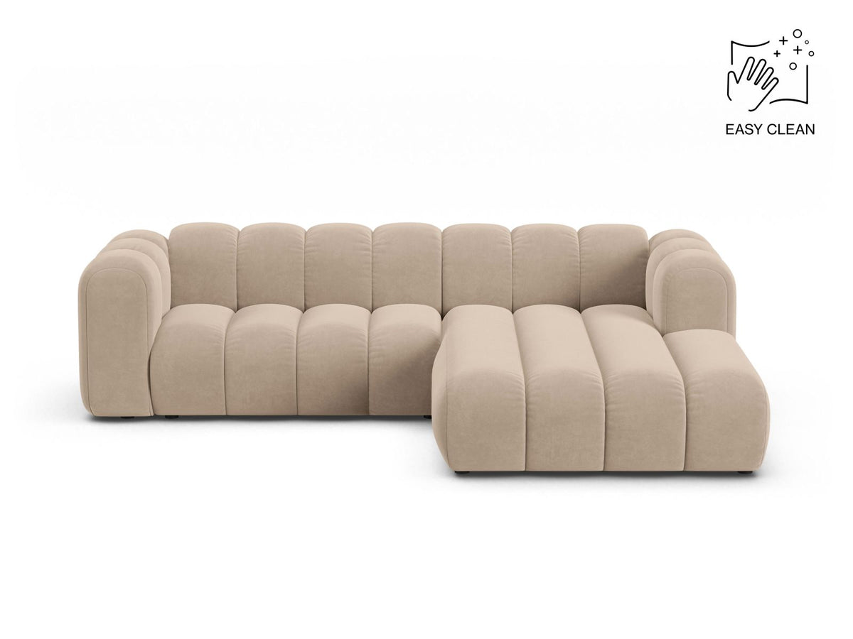 Lupine — Corner Sofa Beige (Venus 2928) Black Plastic Right