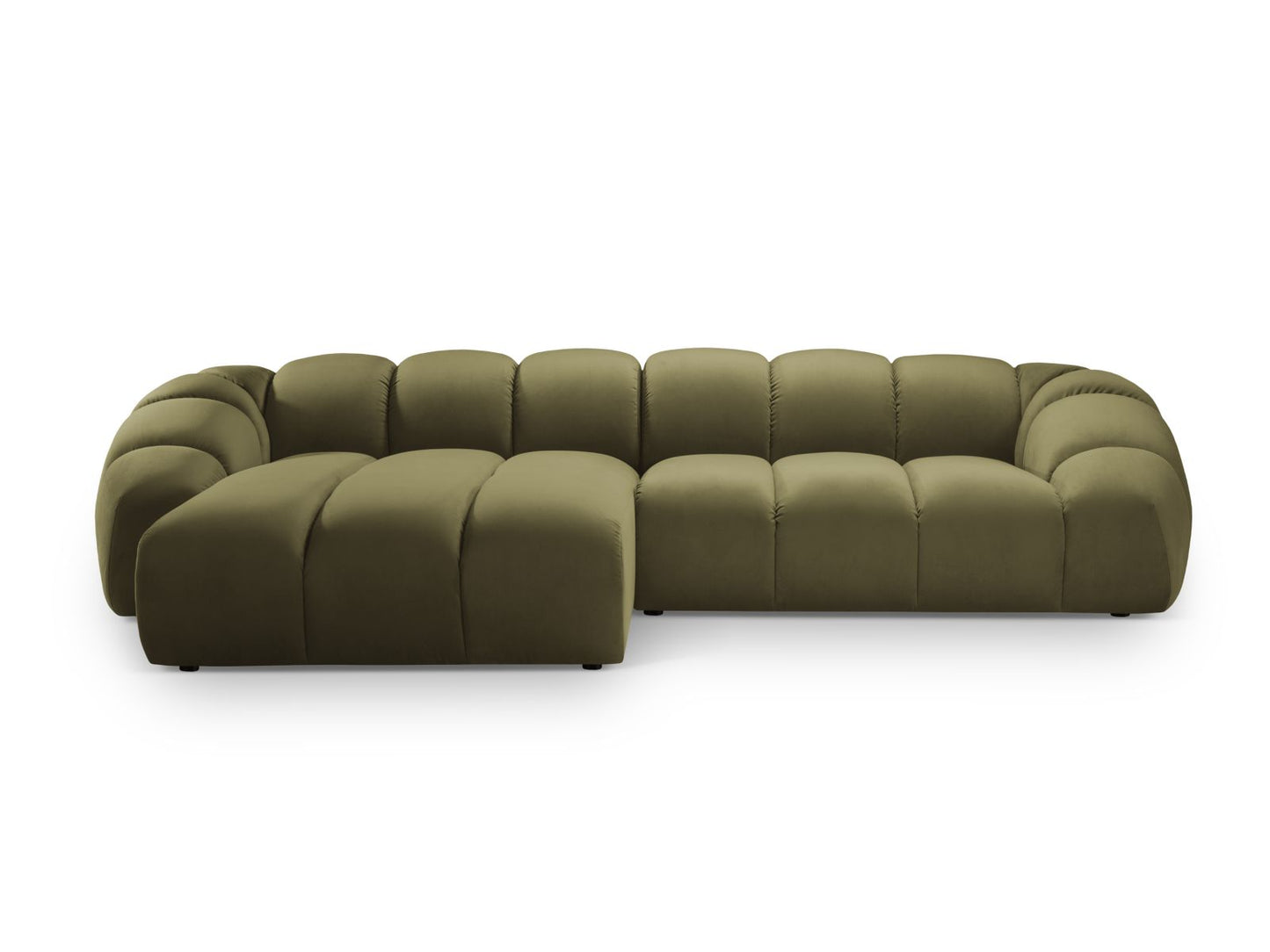 Diana — Corner Sofa Green (Salvador 8) Black Plastic Left